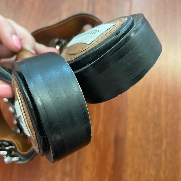 Jessica Buurman Black Leather Silver Chain Slide Sandlas Size FR 38 - Picture 3 of 5